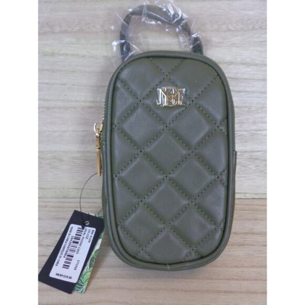 Badgley Mischka Diamond Quilted Oval Crossbody Phone Case Purse Vegan Leather